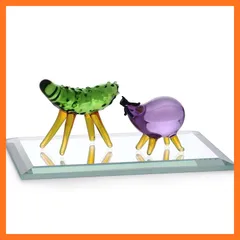 【新品】 中日本陶器(ナカニホントウキ) お盆飾り お盆 精霊馬 きゅうり ナス 牛 馬 ガラス ガラス細工 ちょこっと飾れるガラスの精霊馬セット 1