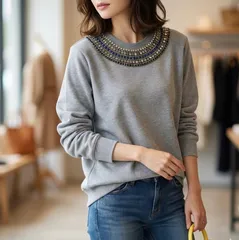 美品✨キラキラビジューが素敵 SPORTMAX スポーツマックス スウェット トレーナー あったか裏起毛  洗える S～細身M