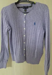 POLO RALPH LAUREN (ポロラルフローレン) ケーブルニットカーディガン ガールズL パープルヘザー ライトパープル