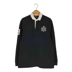 ポロバイラルフローレン Polo by RALPH LAUREN ナンバリング 刺繍 ラガーシャツ ブラック メンズ import：L 