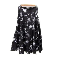 プロポーション ボディドレッシング PROPORTION BODY DRESSING フレアスカート ロング丈 マキシ丈 花柄 M 黒 ブラック /SY19