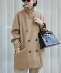 125y*美品 定6.1万 ドゥーズィエムクラス Deuxieme Classe EVERYDAY I LIKE エヴリディ アイ ライク ウールカシミヤ ショートダブルコート ベージュ