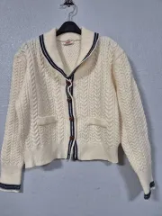 OUIR アイボリー ケーブル ニット カーディガン 66前後
