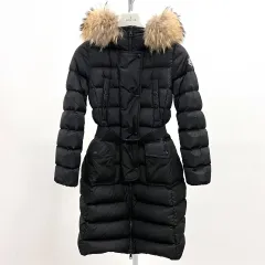 S級/00サイズ MONCLER モンクレール クロエ ダウンジャケット ロング丈 ワッペン ロゴ ブラック ダウン