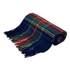TWEEDMILL(ツイードミル) ストール(ショール)美品 - ダークネイビー×レッド×マルチ チェック柄 ウール