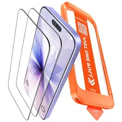 TORRAS フィルム For iPhone 17 ガラスフィルム 航空宇宙ガラス 周り浮きゼロ 9H+硬度 米軍MIL規格 全面保護 10倍強化 極細ベゼル対応 ラウンドエッジ 超簡単貼り付け ワンプル(Just One Pull) ガイド枠付き 気泡レ 0