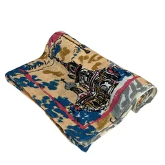 manipuri(マニプリ) ストール(ショール) - ベージュ×アイボリー×マルチ コットン、リネン、シルク