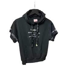 C453 rabyraby 半袖パーカー ダンス 子供服 ガーリー キュート スウェット ブラック ピンク チャーム付き