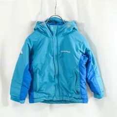 mont-bell モンベル パウダーライトジャケット キッズ 110cm フード付き 中綿 ジャンパー スノーウェア 防寒 アウター 子供用 ブルー 冬物 古着