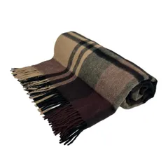 Joshua Ellis(ジョシュアエリス) ストール(ショール)美品  - ライトブラウン×黒×ダークブラウン チェック柄 カシミヤ