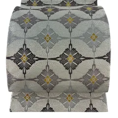 【美品】 袋帯 名品 鳥襷文 花菱 唐織 金糸 銀色 六通 正絹 【中古】