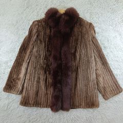 ファーコート シェアードミンクコート フォックス襟 リアルファー 貂