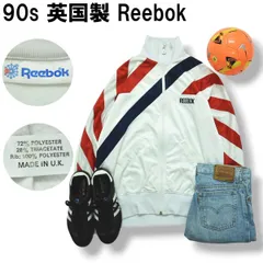 90s ヴィンテージ 英国製 リーボック Reebok トラック ジャケット ジャージ ジップアップ ブルゾン OPTI ZIP 裏起毛 M トリコロール ストリート メンズ