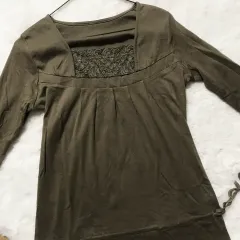 レース カーキ ロングスリーブ 日本 ヴィンテージ ONE PIECE y2k 森ガール ギャル はぐみ グランジ