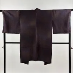 【美品】 羽織 身丈104cm 裄丈69.5cm L 幾何学模様 地紋 濃紫 正絹 名品 【中古】