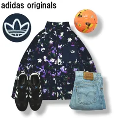 アディダス オリジナルス adidas originals フリース ジャケット ラグランスリーブ トレフォイルロゴ フルジップ S 総柄 マルチカラー ストリート レディース ♪