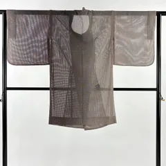道行 身丈101.5cm 裄丈66.5cm M 三本賢 和装コート ぼかし 灰茶 正絹 逸品 【中古】