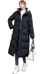 [BryQrvy] ベンチコート 中綿 ダウンコート 冬ダウンコートレディース ロングコート 中綿コート レディース 秋冬 フード付き 長め 膝下 大きいサイズ おしゃれ 中綿入り 厚手 アウター バイク アウトドア 防寒po