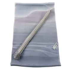 【美品】 和装セット 優品 帯締め帯揚げ2点セット 地紋 染め分け 灰色 正絹 和装小物  【中古】