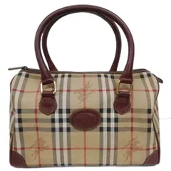 バーバリーズ Burberrys ノバチェック シャドーホース ミニボストンバッグ PVC レザー イタリア製 ベージュ 茶 ブラウン