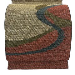 色無地 身丈158.5cm 裄丈64cm M 袷 草野一騎 落款 地紋 からし色 正絹