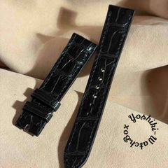 cro-2027 クロコダイル 腕時計ベルト ブラック (ラグ幅19 mm
