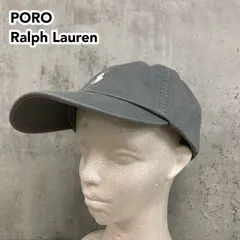 PORO Ralph Lauren ポロラルフローレン コットン チノ ベースボール キャップ 帽子 グレー メンズ レディース ユニセックス ワンポイント ロゴ 刺繍 ポニー 定番 人気 古着 アメカジ  ★ ■■