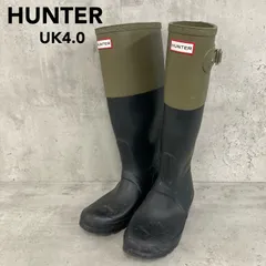 HUNTER ハンター レインブーツ バイカラー カーキ ブラック 長靴 UK4 EU37 US6 22.5cm 相当 オリジナル カラーブロック ロングブーツ ラバーブーツ 雪 梅雨 雨具 定番 人気 おしゃれ 希少 配色  ★ ■■