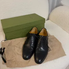 グッチ メンズ ダブル G ロゴ レースアップ 靴 ブラック ブライダルシューズ