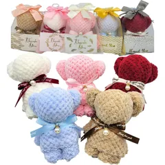 プチギフト ハンカチ ギフト タオルハンカチ 10個 セット 女性 人気 退職 異動 引っ越し 挨拶 結婚式 内祝い お返し 粗品 プレゼント ベアー (5色 パターン①)