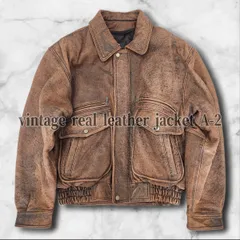 Vintage A-2 Flight Jacket Sheepskin Leather Brown Quilted Lined
