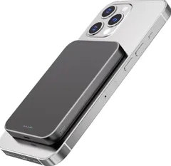 Catmart Magsafe対応 モバイルバッテリー 10000mAh 軽量 PD20W急速充電 マグネット式 ワイヤレス充電器 スマホ充電器 大容量 両台同時充電 Type-C入出力兼用 コンパクトで機内持ち込み可 PSE認証済み（チタン灰色）