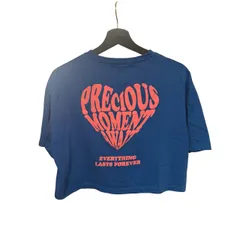 C453 PLYMTONE（プリムトーン）レディース クロップド丈 Tシャツ Lサイズ ブルー オレンジ