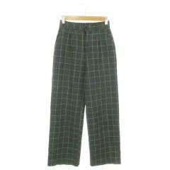 アズールバイマウジー AZUL by moussy パンツ ワイド ストレート ハイウエスト 麻混 リネン混 チェック 総柄 バックゴム M グレー /AO13