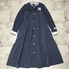 【極美品】LOWRYS FARM × MLB　スタジャン コンビ ワンピース　FREEサイズ　ネイビー 紺色　ニューヨークヤンキース　ロング　ローリーズファーム