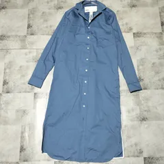 TICCA ティッカ　シャツ ロング ワンピース　FREEサイズ　ブルー 青色　コットン 綿　長袖　スクエア