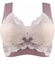 レディース 背中 ブラ シームレス レース 脇高 ブラジャー 胸を小さく見せるブラ ノンワイヤー 下着 小さく見せるブラジャー 補正下着 脇肉 胸が小さく見えるブラ スッキリ 谷間メイク 着瘦せブラ 下着 フルカップ