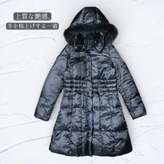 メタリックグレー フォックスファー付 ダウンロングコート L