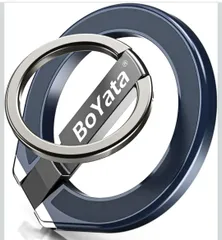 ★BoYata スマホリング 両面マグネット 超强磁力 マグセーフ リング マグネット式 携帯リング バンカーリング メタルリング付き スタンド機能 落下防止 角度調整可 簡単着脱 超軽量薄型 高級合金素材  ネイビーブルー