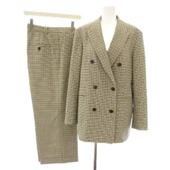 23区 オンワード樫山 23AW スーツ セットアップ 上下 ガンクラブチェックストレッチジャケット テーラードジャケット ダブル 40 ガンクラブチェックストレッチアンクルパンツ 44 タグ付き 白 ホワイト 茶 ブラウン /YT