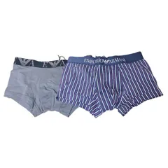 エンポリオアルマーニ EMPORIO ARMANI ボクサーパンツ メンズ Sサイズ 海外サイズ　ロゴ　ストライプ　2枚セット ブルー　グレー アルマーニ　アンダーウェア 下着　ネイビー　濃紺　紺　レッド　赤　トランクスのサムネイル