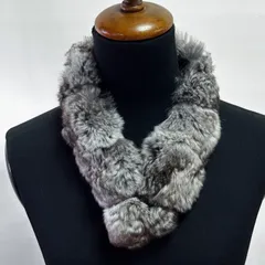 チンチラマフラー新品未使用品 チンチラ 毛皮マフラー レディース グレー フリーサイズ 3405