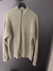 無地 muji 無印良品 リブ ジップアップ ニット カーディガン