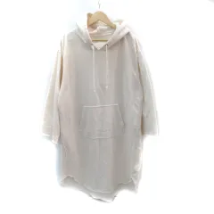 ジェラートピケ gelato pique ルームウェア パーカーワンピース ミモレ丈 ロング丈 裏起毛 ロゴ刺繍 F アイボリー /SM23