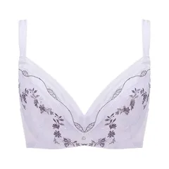 （アモスタイル）AMOSTYLE 小さく包み込むブラ(パッドなし) スウィートスカラップ M021(パープル) F70サイズ