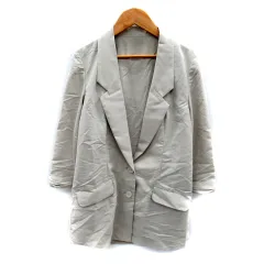 スウィングル Swingle テーラードジャケット ミドル丈 シングルボタン 無地 ロールアップ 七分袖 1 ライトグレー /SY8 ■MO