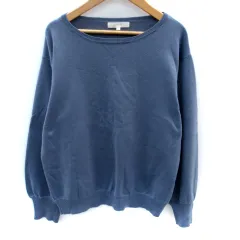 グローブ grove ニット セーター 長袖 ラウンドネック L ブルーグレー /SM34