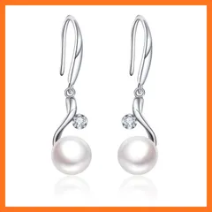 【新品】 YUIITU ピアス レディース 人気 パール 揺れる フック 18金 プラチナメッキ 金属アレルギー対応 ピアス シルバー925 真珠 8mm 貝パール 冠婚葬祭 結婚式 記念日 女性 プレゼント 0