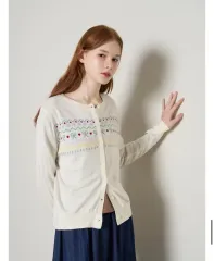 1回試着した新品無地デパートアウター Leshop ラブリー ノルディック パータン 長袖カーディガン