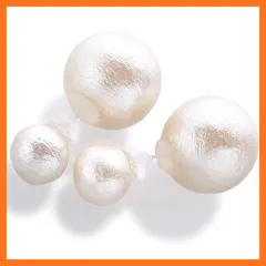 【新品】 [R-days代官山] ダブル コットンパール ピアス 樹脂ポスト 金属アレルギー対応 樹脂 レディース パール ダブルピアス 大ぶり シンプル 軽い キスカ ホワイト ピンク ベージュ グレー 2サイズ 日本製 (キスカ／8mm×14mm) 1